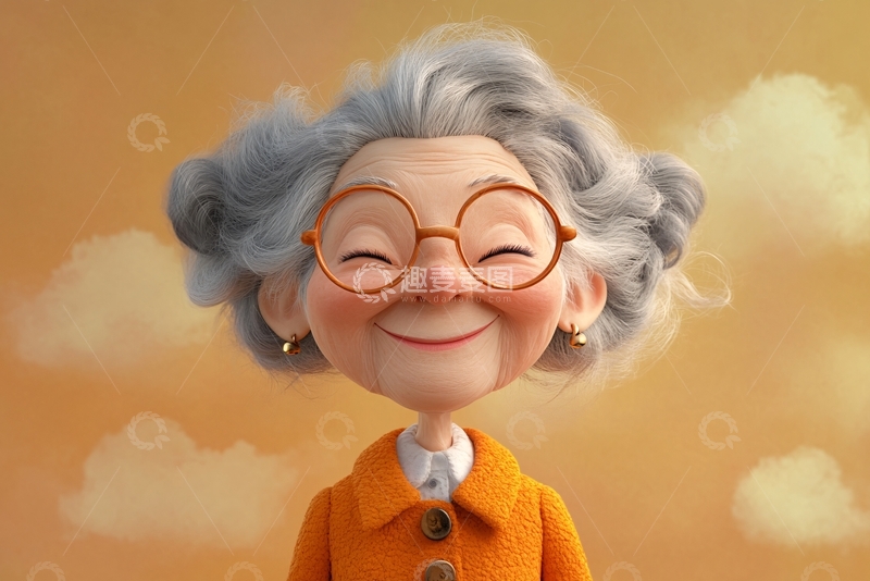 高清大图下载【趣麦麦图】卡通姥姥姥爷