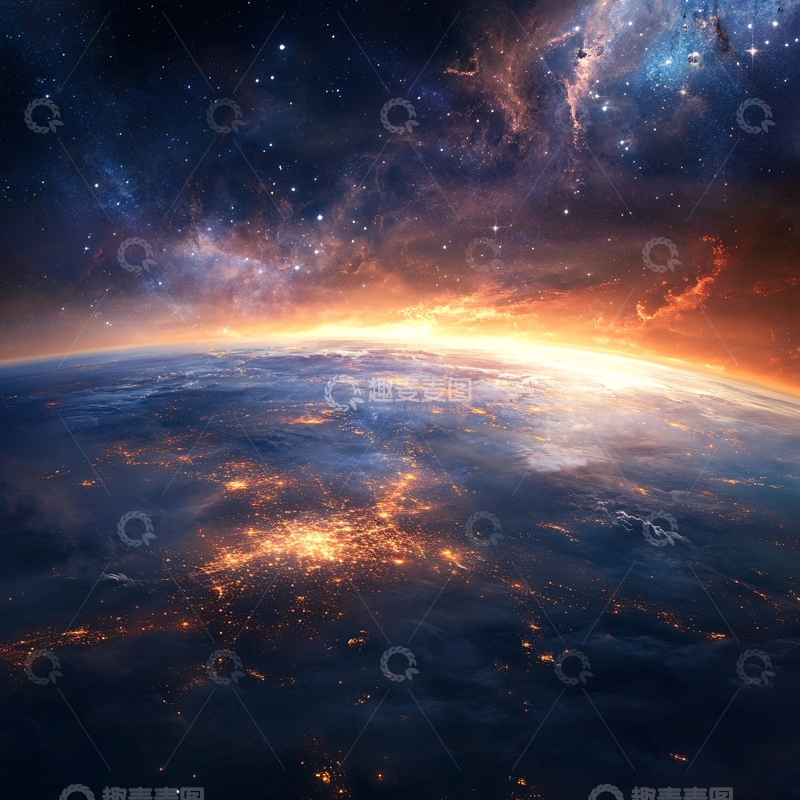 高清大图下载【趣麦麦图】地球银河系光线3