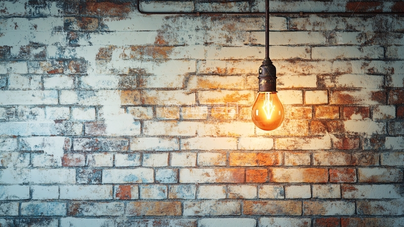 高清大图下载【趣麦麦图】路灯电线灯泡土墙砖墙1