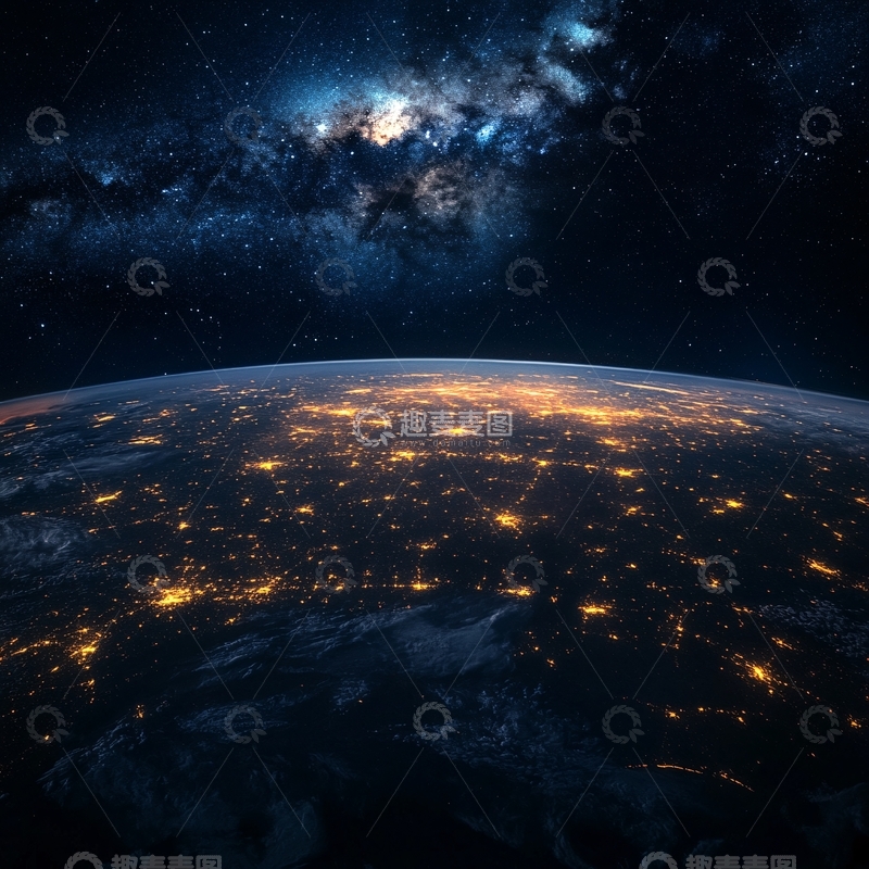 高清大图下载【趣麦麦图】地球银河系光线