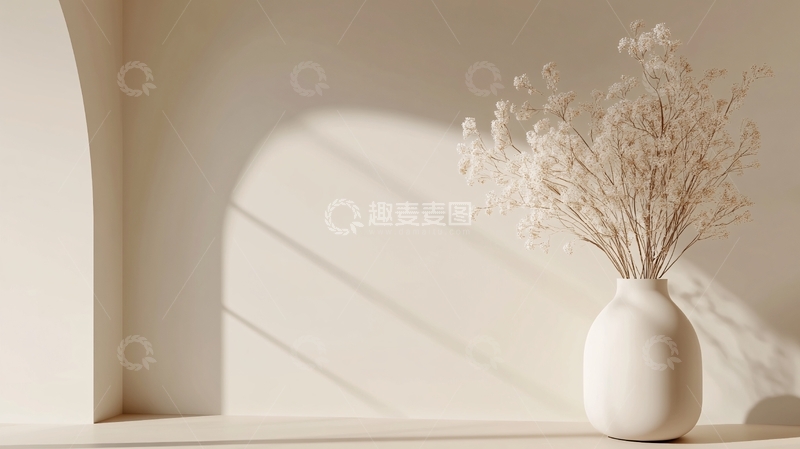 高清大图下载【趣麦麦图】米黄色浅色花瓶