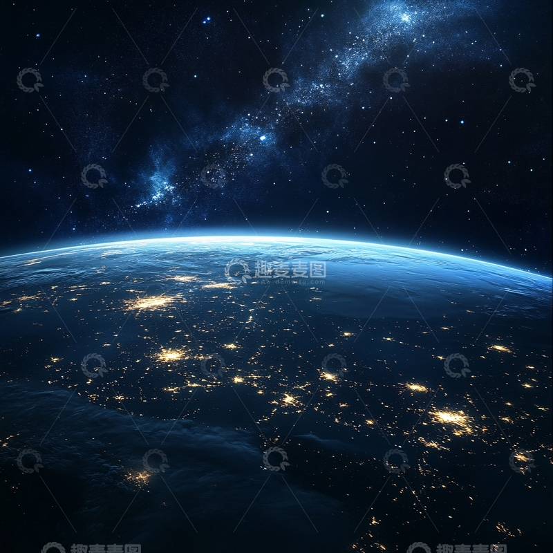 高清大图下载【趣麦麦图】地球银河系光线2