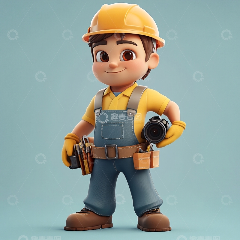 高清大图下载【趣麦麦图】卡通开心工匠头像