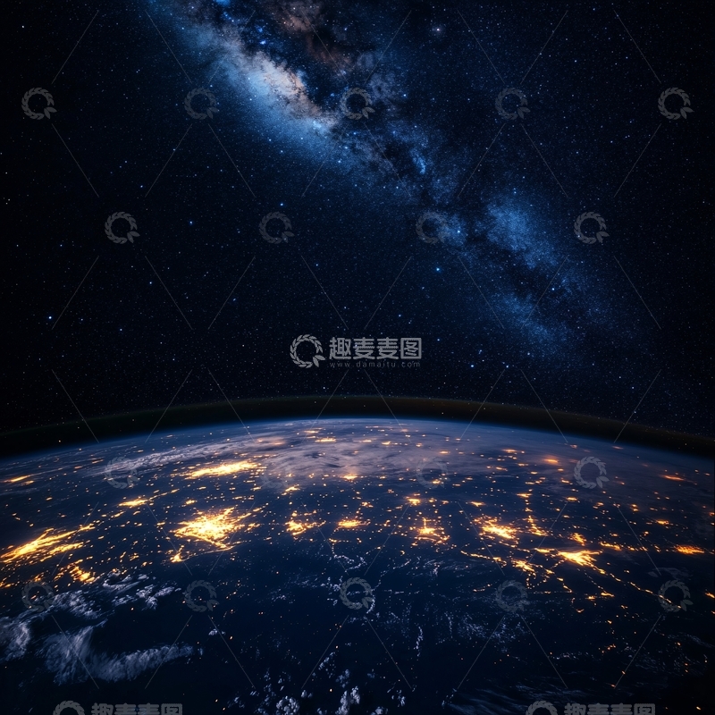 高清大图下载【趣麦麦图】地球银河系光线1