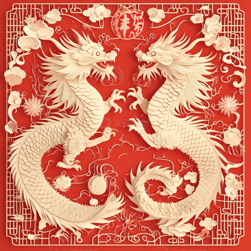 高清大图下载【趣麦麦图】龙凤喜字背景