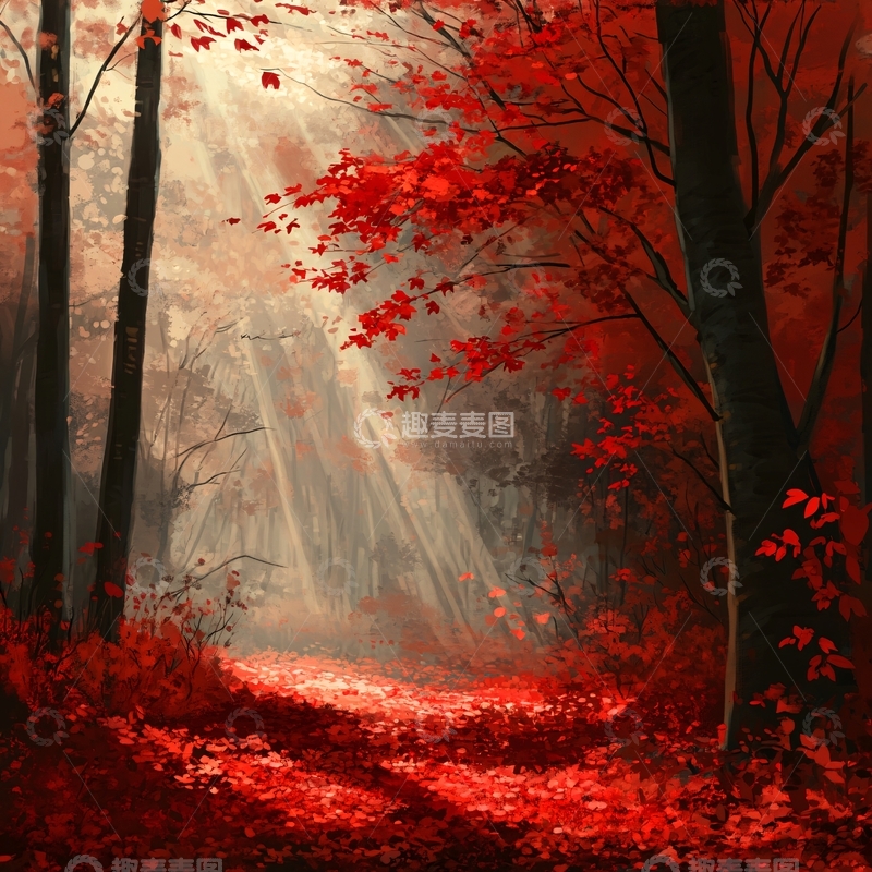 高清大图下载【趣麦麦图】秋天美景秋天森林画