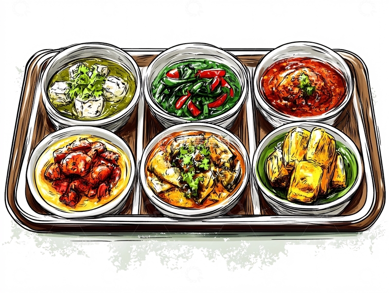 高清大图下载【趣麦麦图】四小碗菜