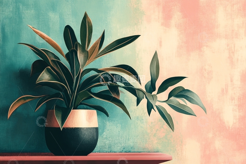 高清大图下载【趣麦麦图】室内植物插画