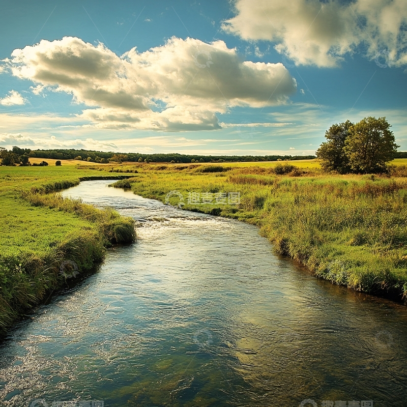 高清大图下载【趣麦麦图】大草原小溪