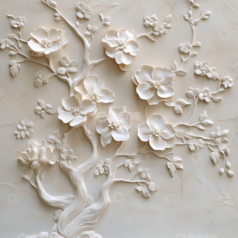 高清大图下载【趣麦麦图】立体浮雕梅花