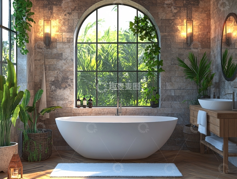高清大图下载【趣麦麦图】雨林浴缸