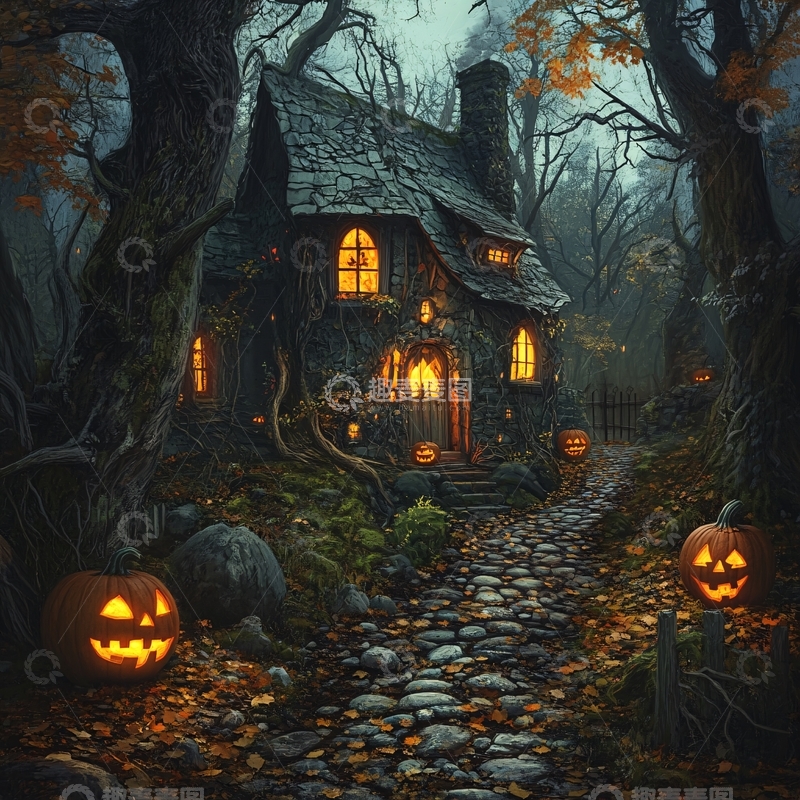 高清大图下载【趣麦麦图】万圣节童话屋