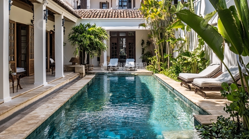 高清大图下载【趣麦麦图】别墅庭院游泳池