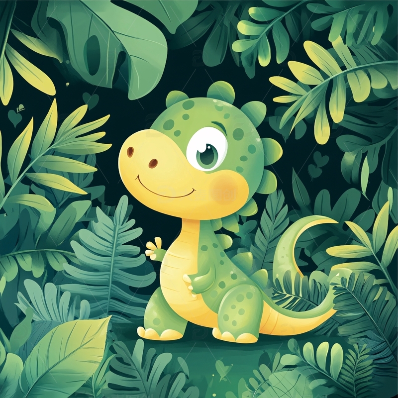 扁平卡通恐龙插画1