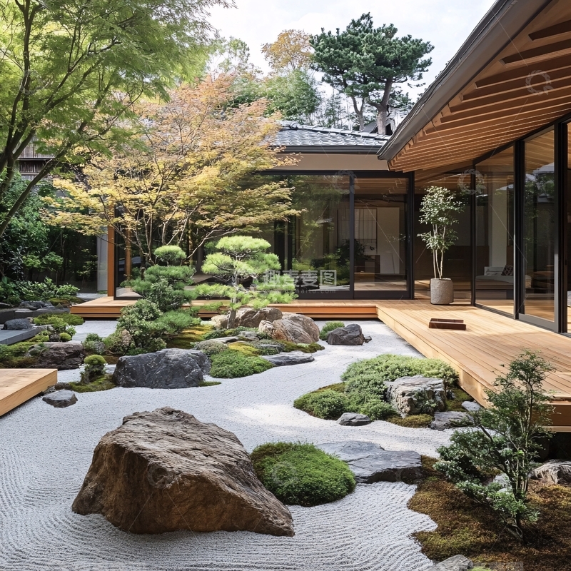 高清大图下载【趣麦麦图】日式枯山水花园
