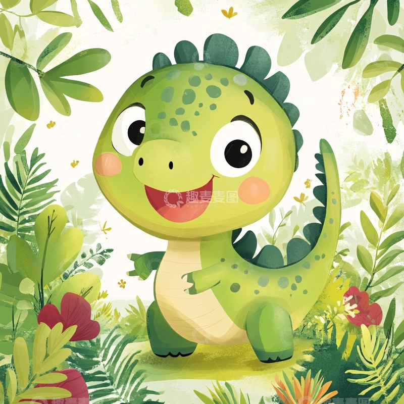 高清大图下载【趣麦麦图】原创卡通恐龙