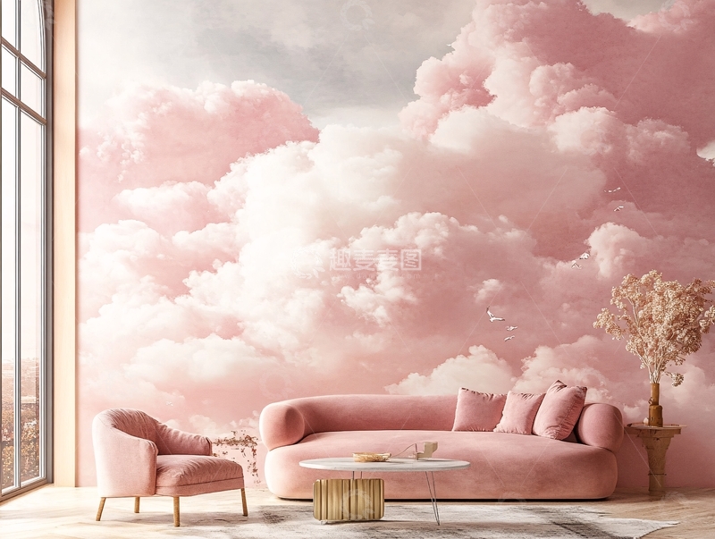 高清大图下载【趣麦麦图】手绘云朵背景墙2