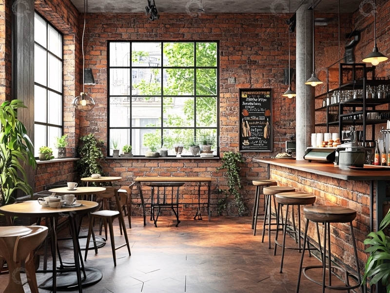 高清大图下载【趣麦麦图】工业风咖啡馆5
