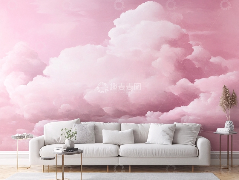高清大图下载【趣麦麦图】手绘云朵背景墙