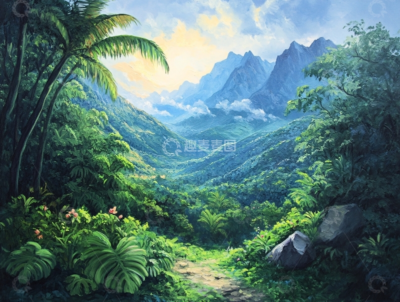 高清大图下载【趣麦麦图】丛林风景画