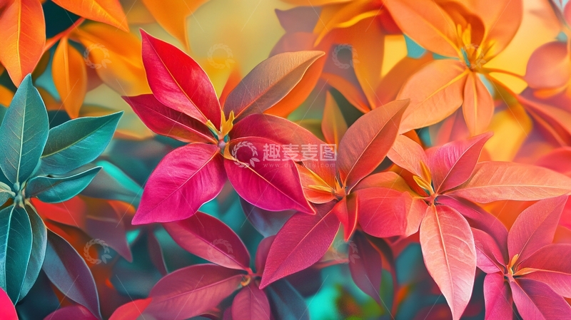 高清大图下载【趣麦麦图】五彩树叶背景实拍6