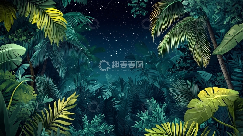 高清大图下载【趣麦麦图】热带雨林插画1