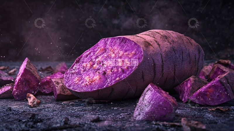 高清大图下载【趣麦麦图】黑色背景紫薯