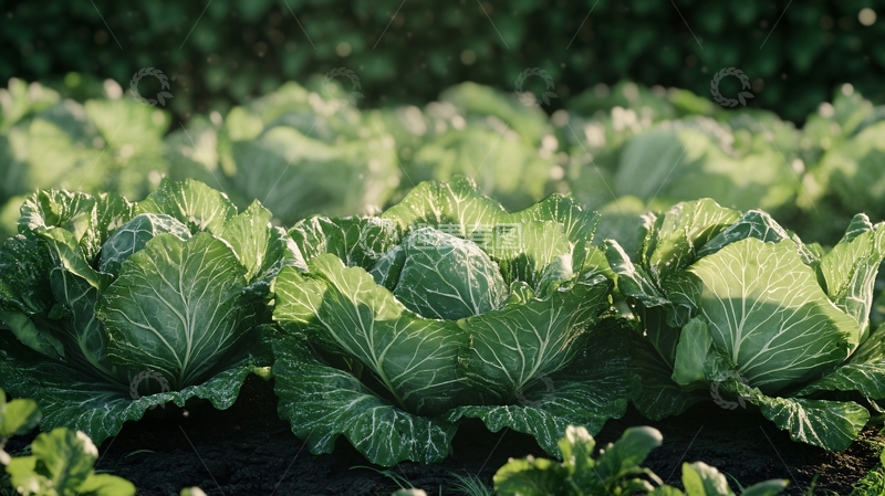 高清大图下载【趣麦麦图】菜地里长势良好的白菜