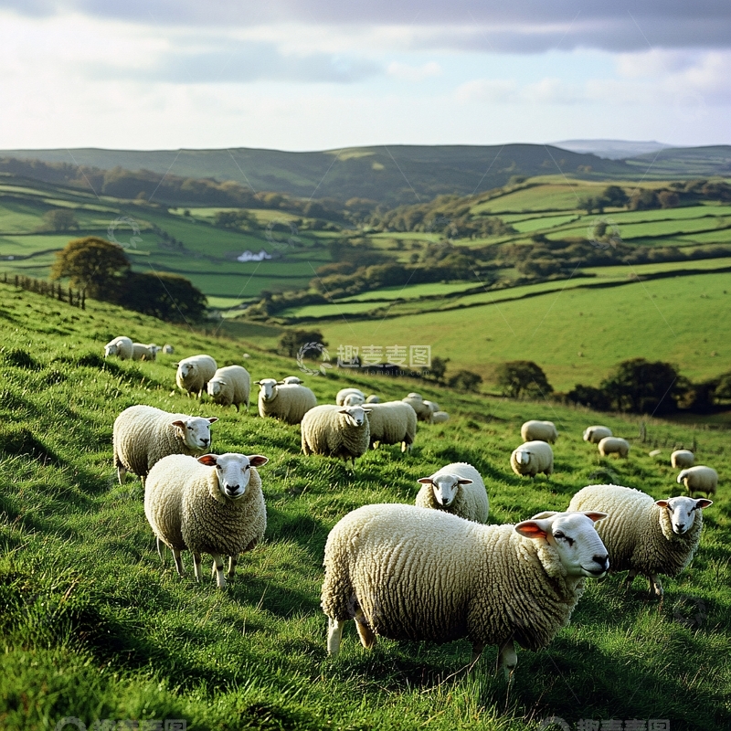 高清大图下载【趣麦麦图】牧场绵羊图1