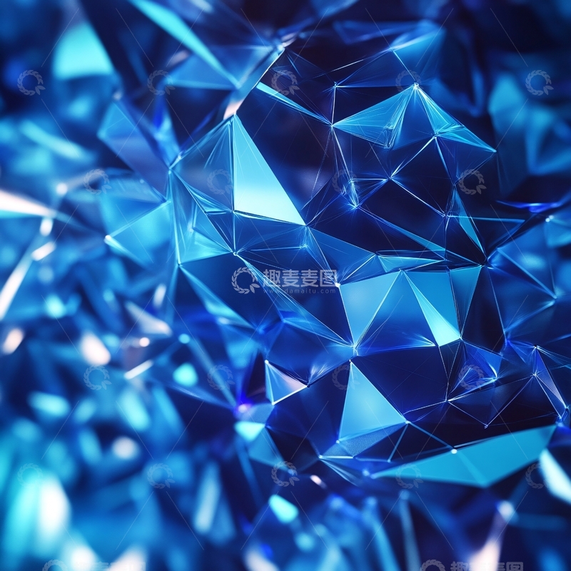 高清大图下载【趣麦麦图】酷炫蓝水晶立体背景3