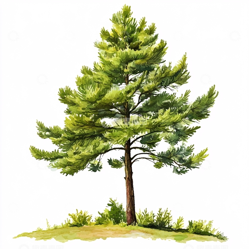 高清大图下载【趣麦麦图】水彩松树