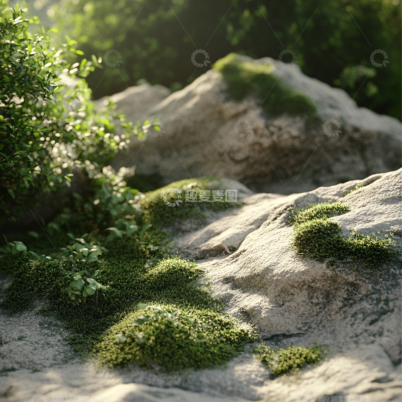 高清大图下载【趣麦麦图】石头青苔植物