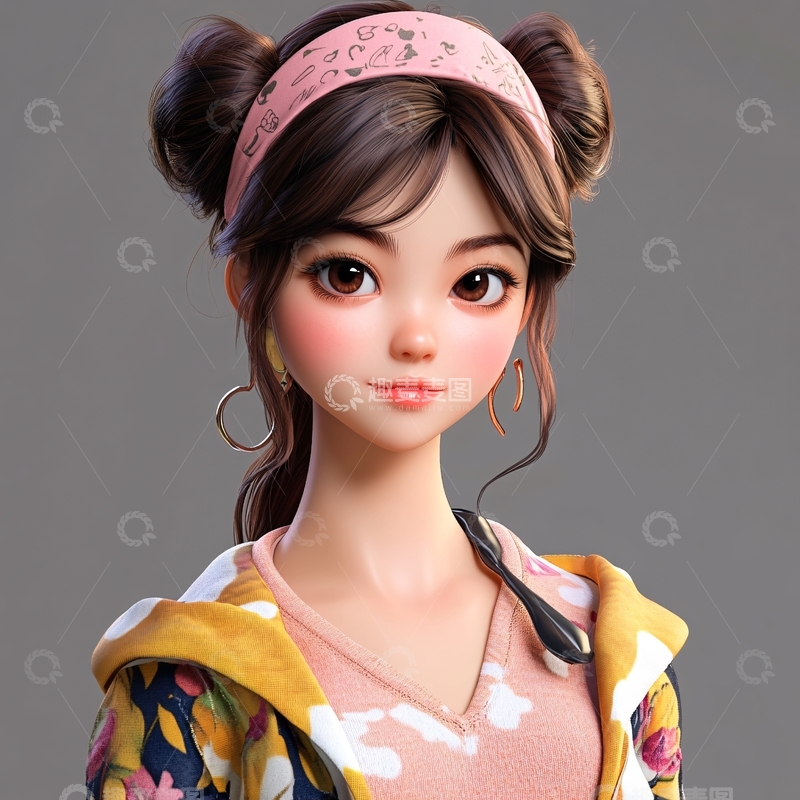 高清大图下载【趣麦麦图】3d女娃