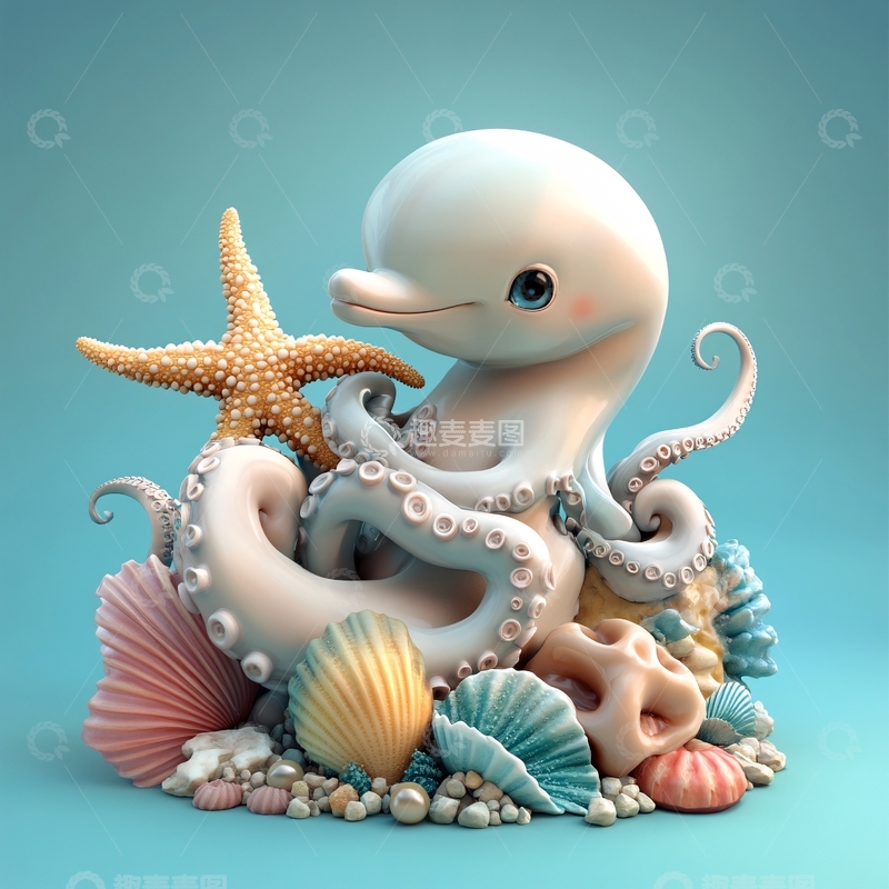 高清大图下载【趣麦麦图】3d章鱼