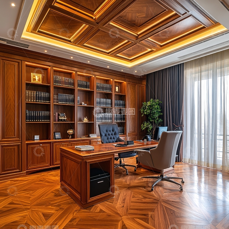 高清大图下载【趣麦麦图】整木书房
