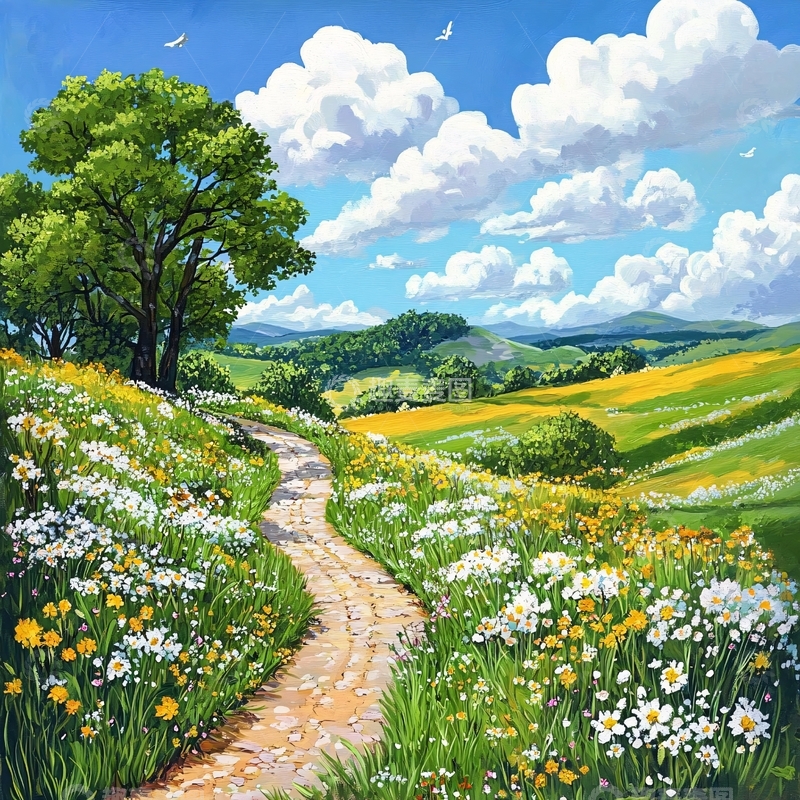 高清大图下载【趣麦麦图】春天风景油画