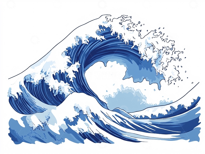 高清大图下载【趣麦麦图】手绘海浪图