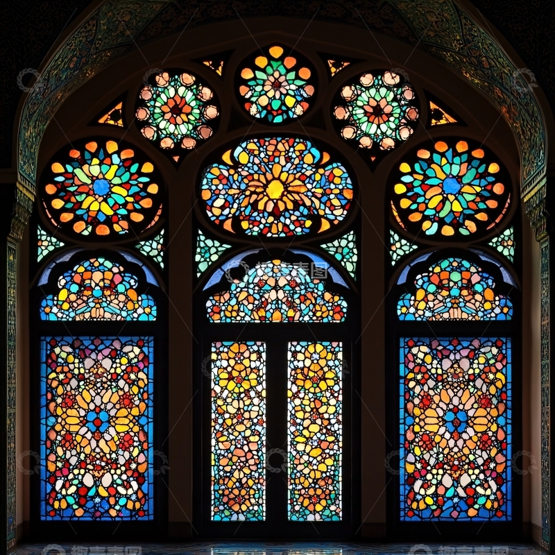 高清大图下载【趣麦麦图】拱形门窗花纹