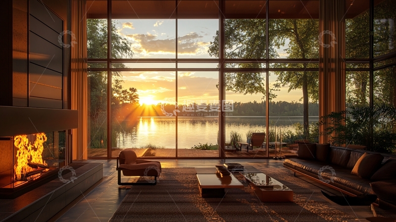 高清大图下载【趣麦麦图】大气客厅落地门窗场景3