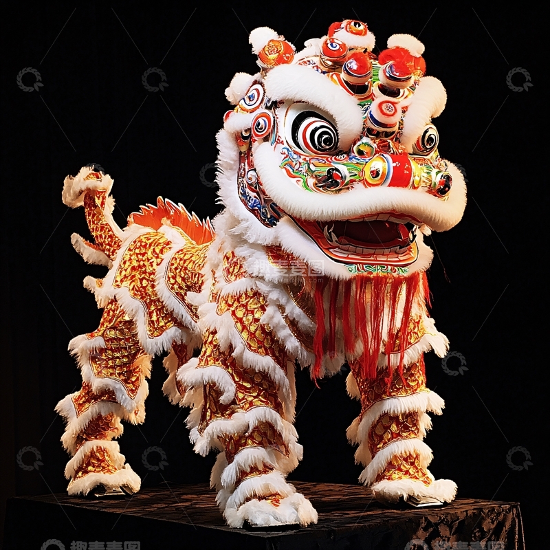 高清大图下载【趣麦麦图】新中式舞狮雕塑