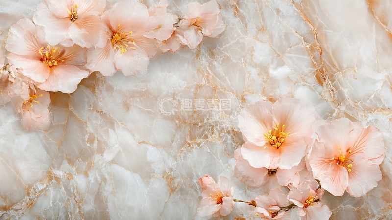 高清大图下载【趣麦麦图】森系粉橙色花朵背景