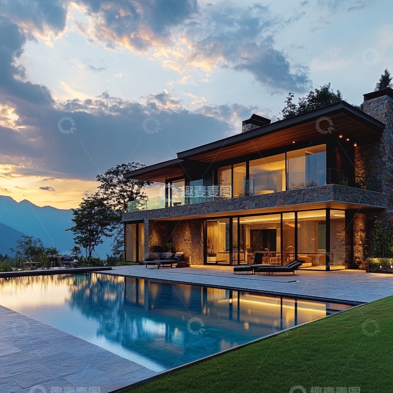 高清大图下载【趣麦麦图】禅意山景别墅1