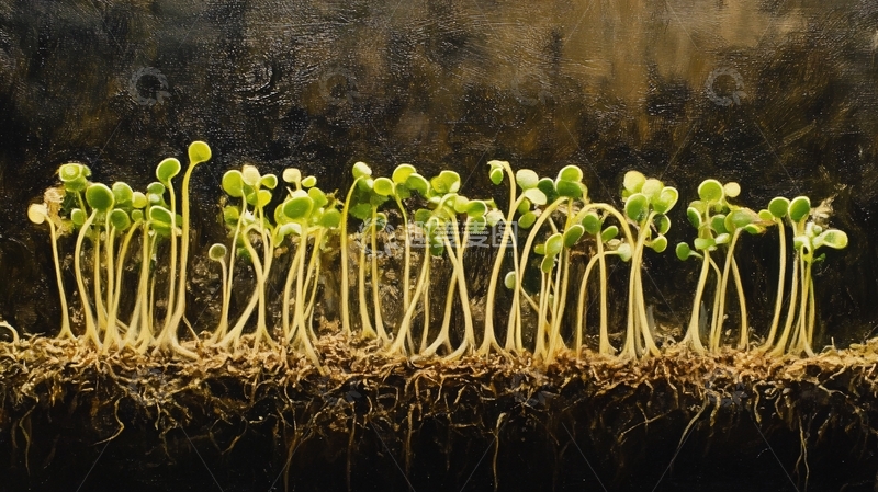 高清大图下载【趣麦麦图】芽苗菜根系特写