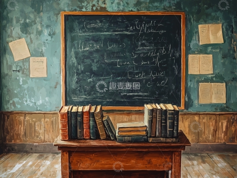 高清大图下载【趣麦麦图】复古教室场景