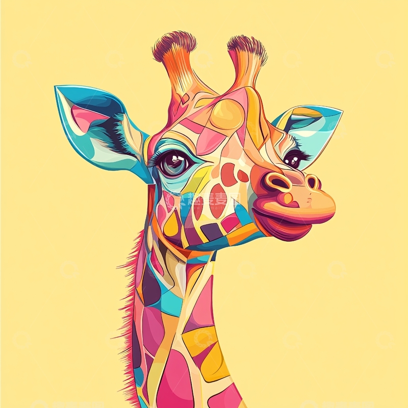 高清大图下载【趣麦麦图】原创卡通长颈鹿