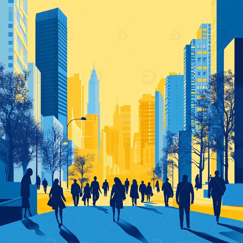 高清大图下载【趣麦麦图】城市人民1