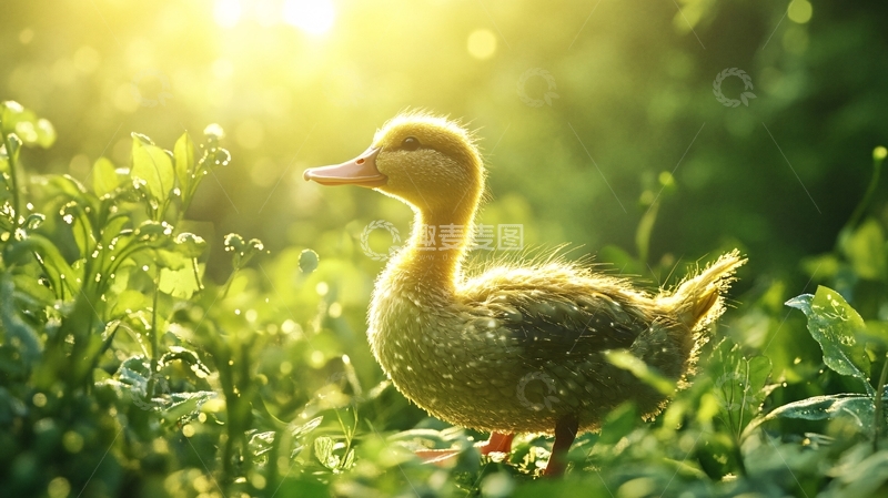 高清大图下载【趣麦麦图】晒太阳的鸭