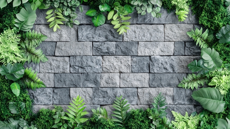 高清大图下载【趣麦麦图】绿叶背景立体绿化墙1