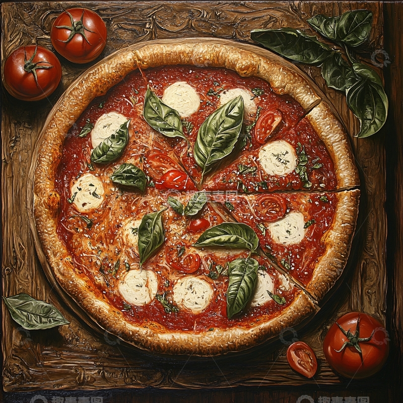 高清大图下载【趣麦麦图】红色番茄披萨饼素材