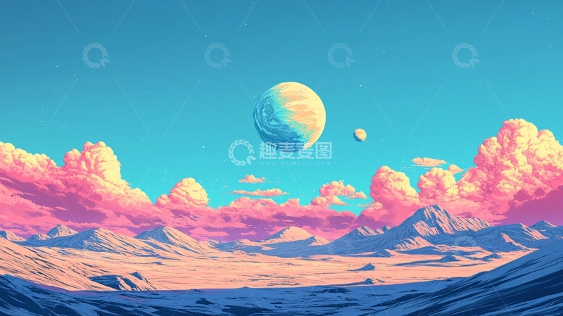 高清大图下载【趣麦麦图】炫彩星球元宇宙